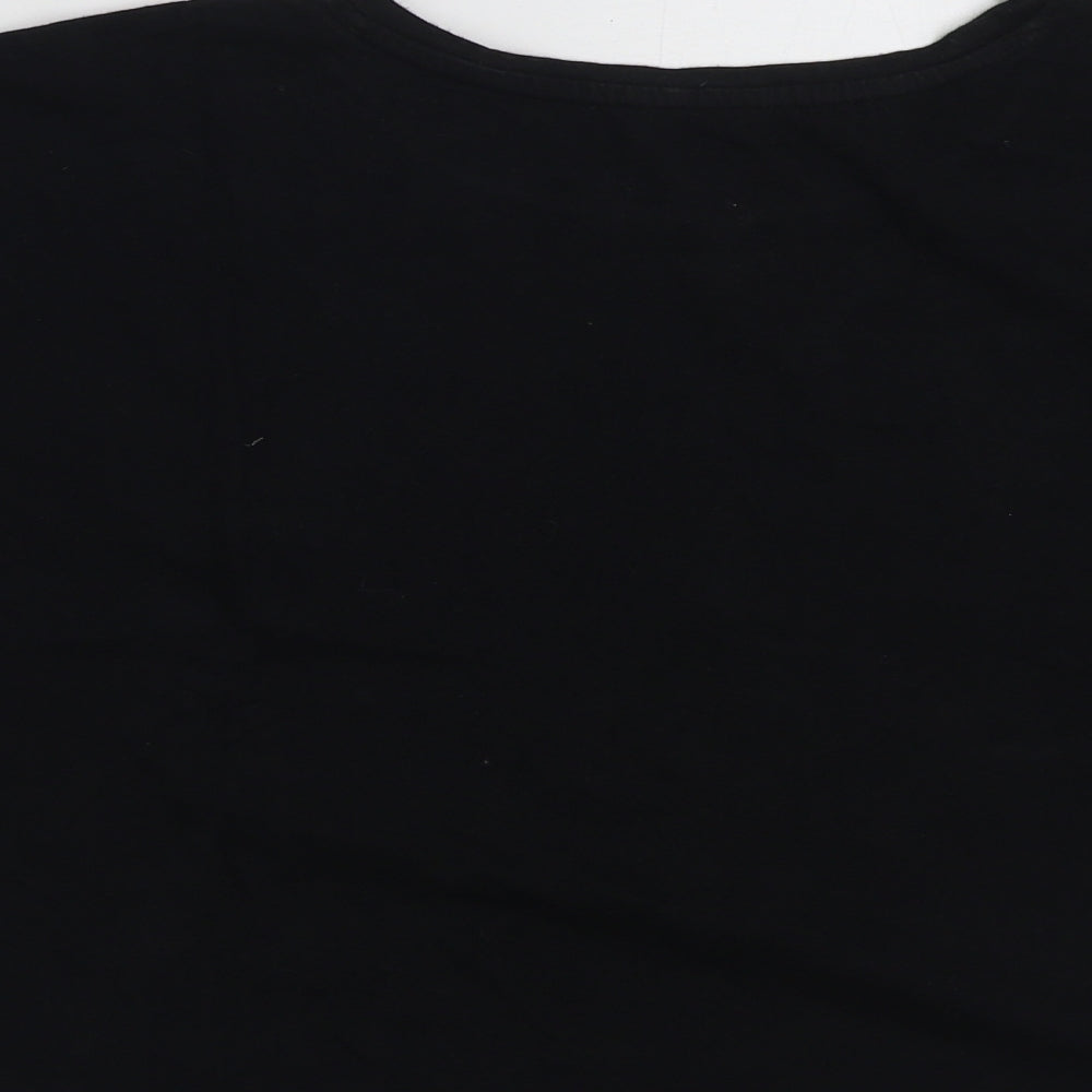 New Look Womens Black  100% Cotton Cropped T-Shirt Size L Crew Neck - Love xoxo