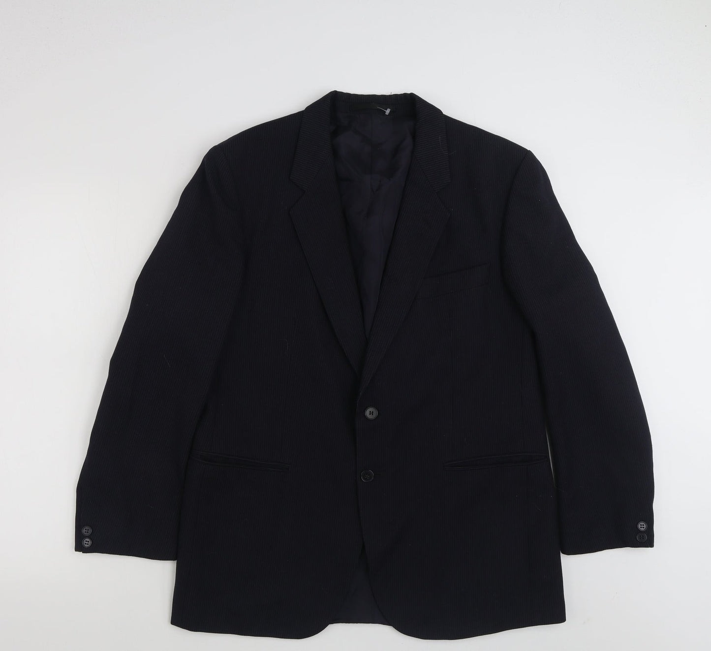 St Michael Mens Blue Striped Polyester Jacket Suit Jacket Size 42