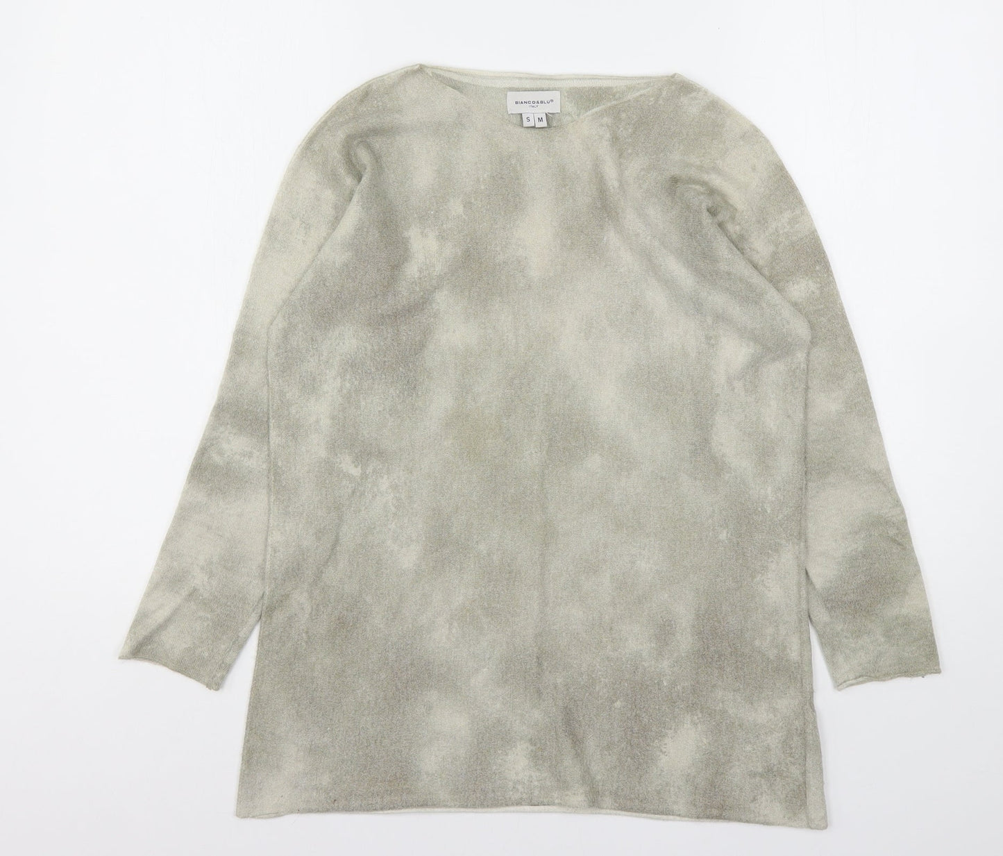 Bianco&Blue Womens Grey  Viscose Basic T-Shirt Size S Round Neck