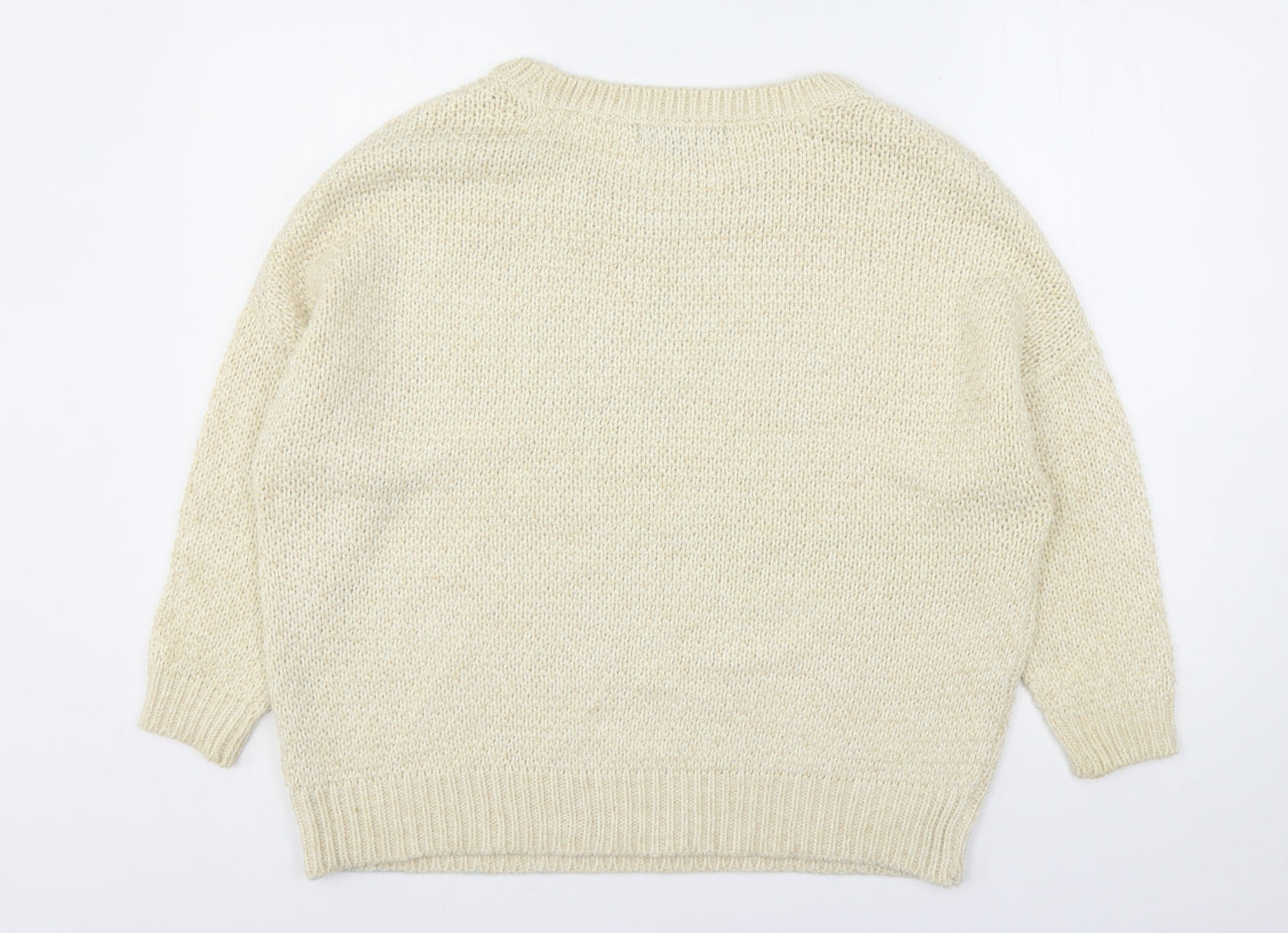Amara Reya Womens Beige Round Neck  Acrylic Pullover Jumper Size 12