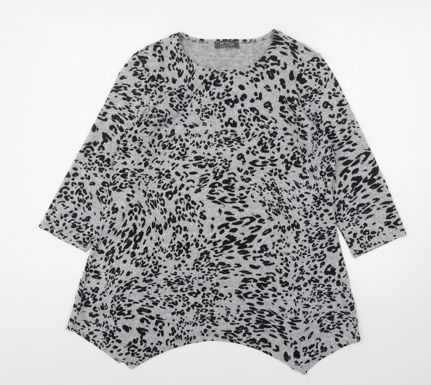 Mr Max Womens Grey Round Neck Animal Print Polyester Pullover Jumper Size S