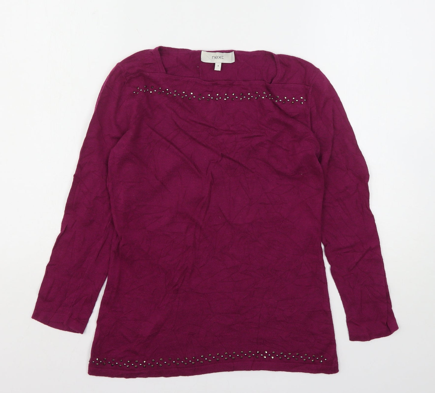 NEXT Womens Purple Square Neck  Cotton Pullover Jumper Size 8