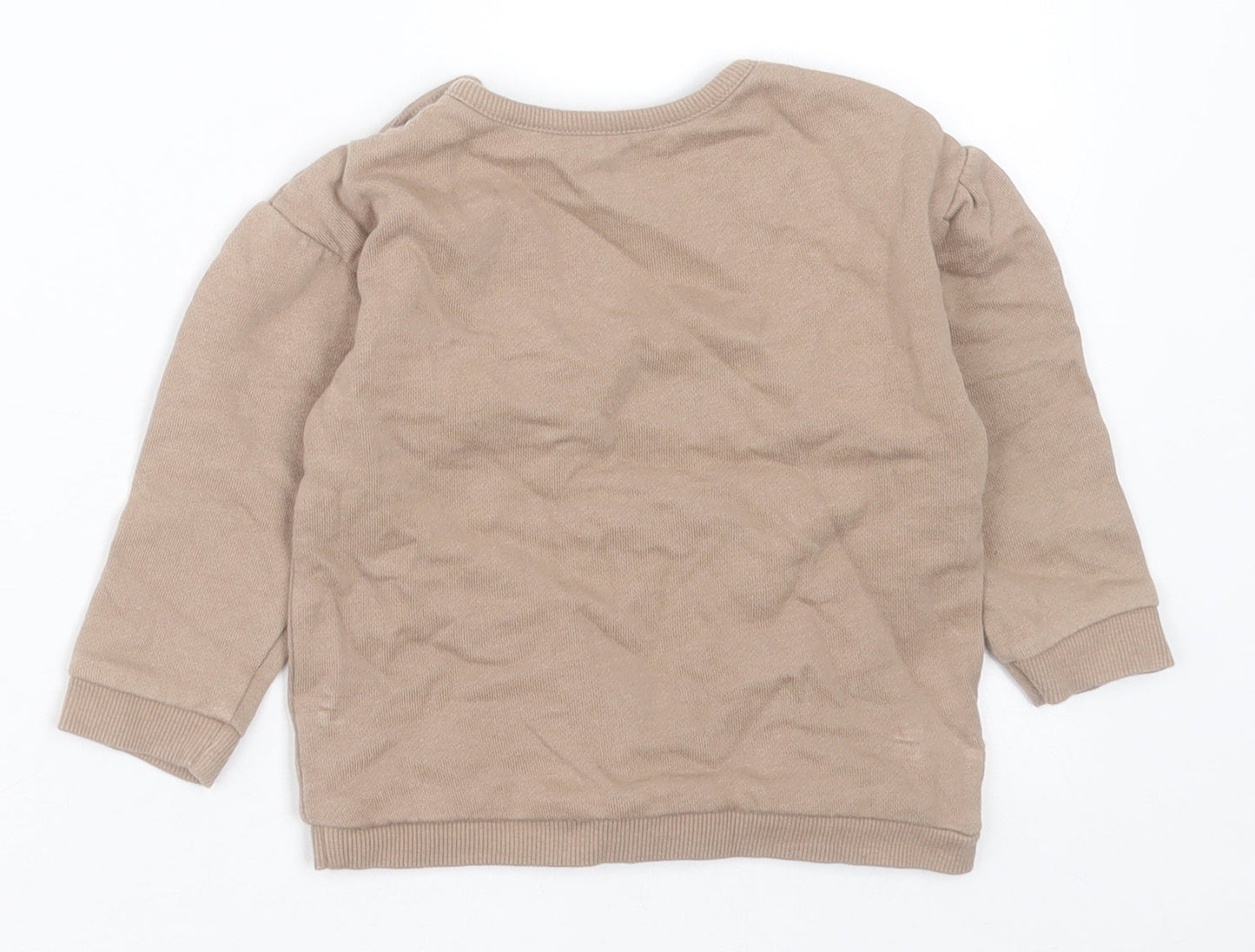 George Girls Brown  Cotton Pullover Jumper Size 9-12 Months  Button