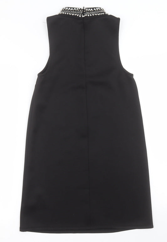 Topshop Womens Black  Polyester A-Line  Size 6  High Neck Zip