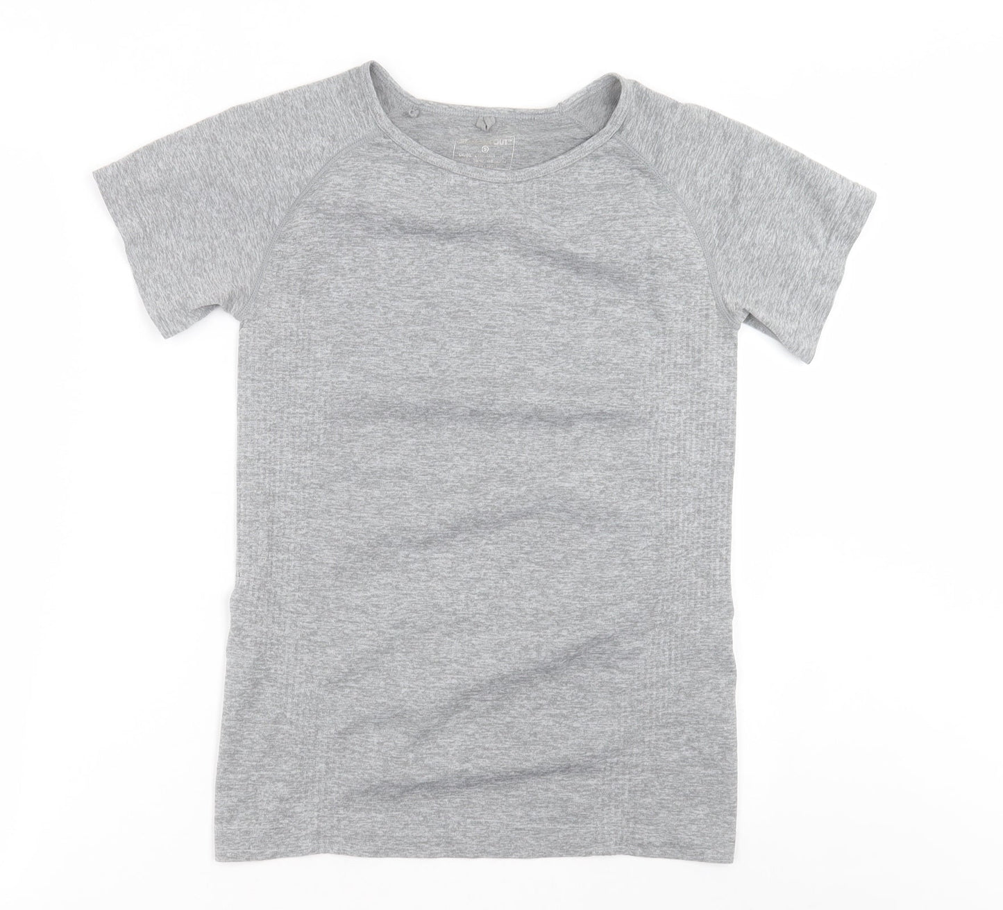 Work Out Womens Grey  Polyester Basic T-Shirt Size S Crew Neck Pullover