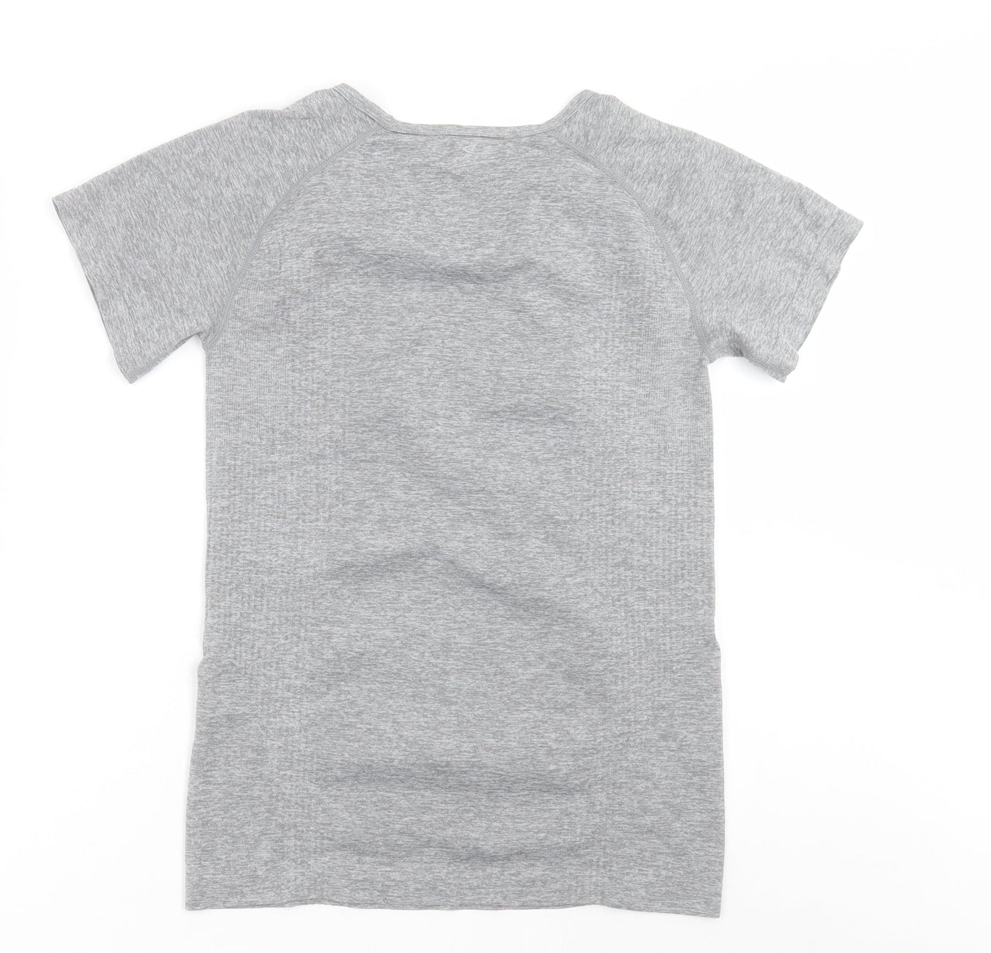 Work Out Womens Grey  Polyester Basic T-Shirt Size S Crew Neck Pullover