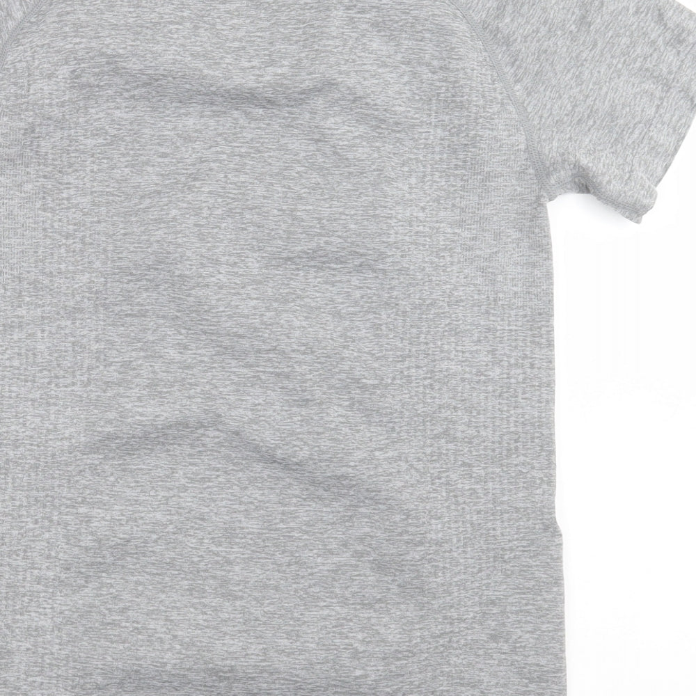 Work Out Womens Grey  Polyester Basic T-Shirt Size S Crew Neck Pullover