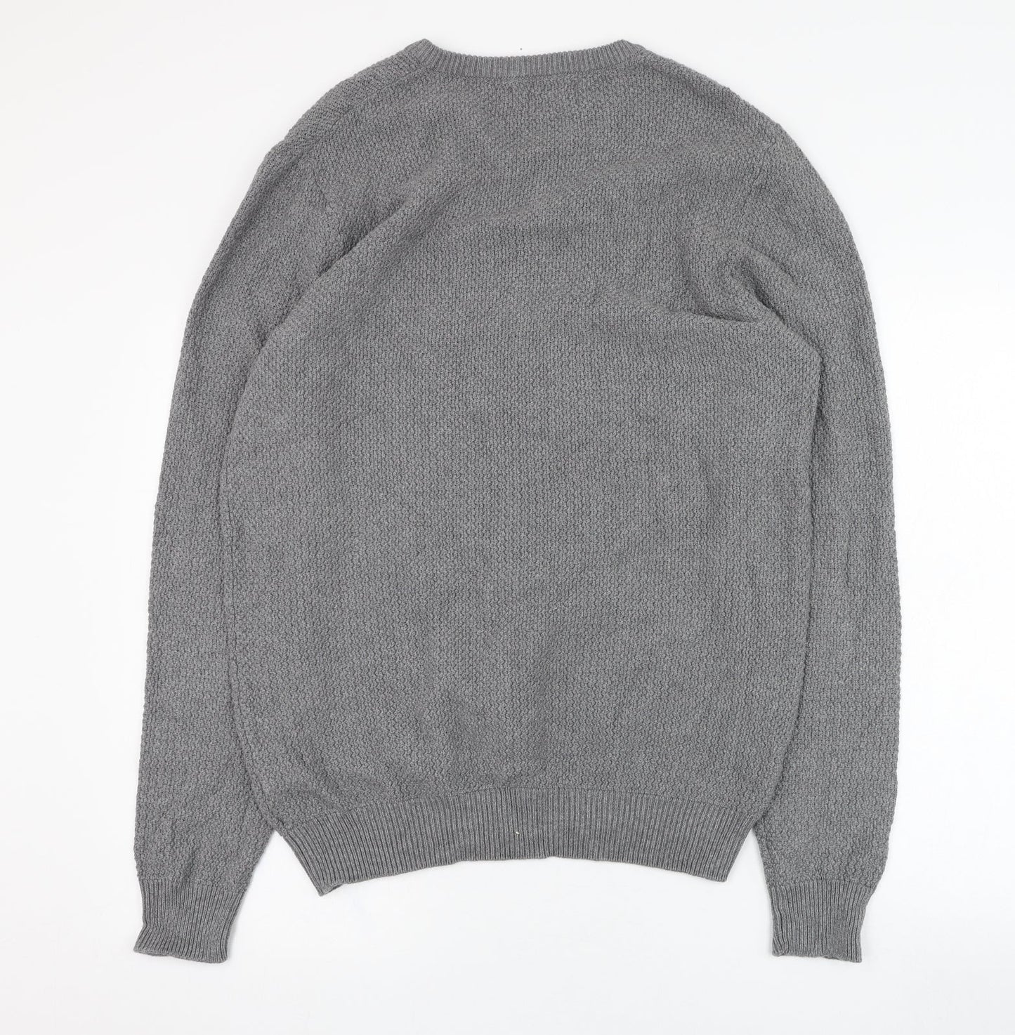 Debenhams Mens Grey V-Neck  Cotton Pullover Jumper Size S