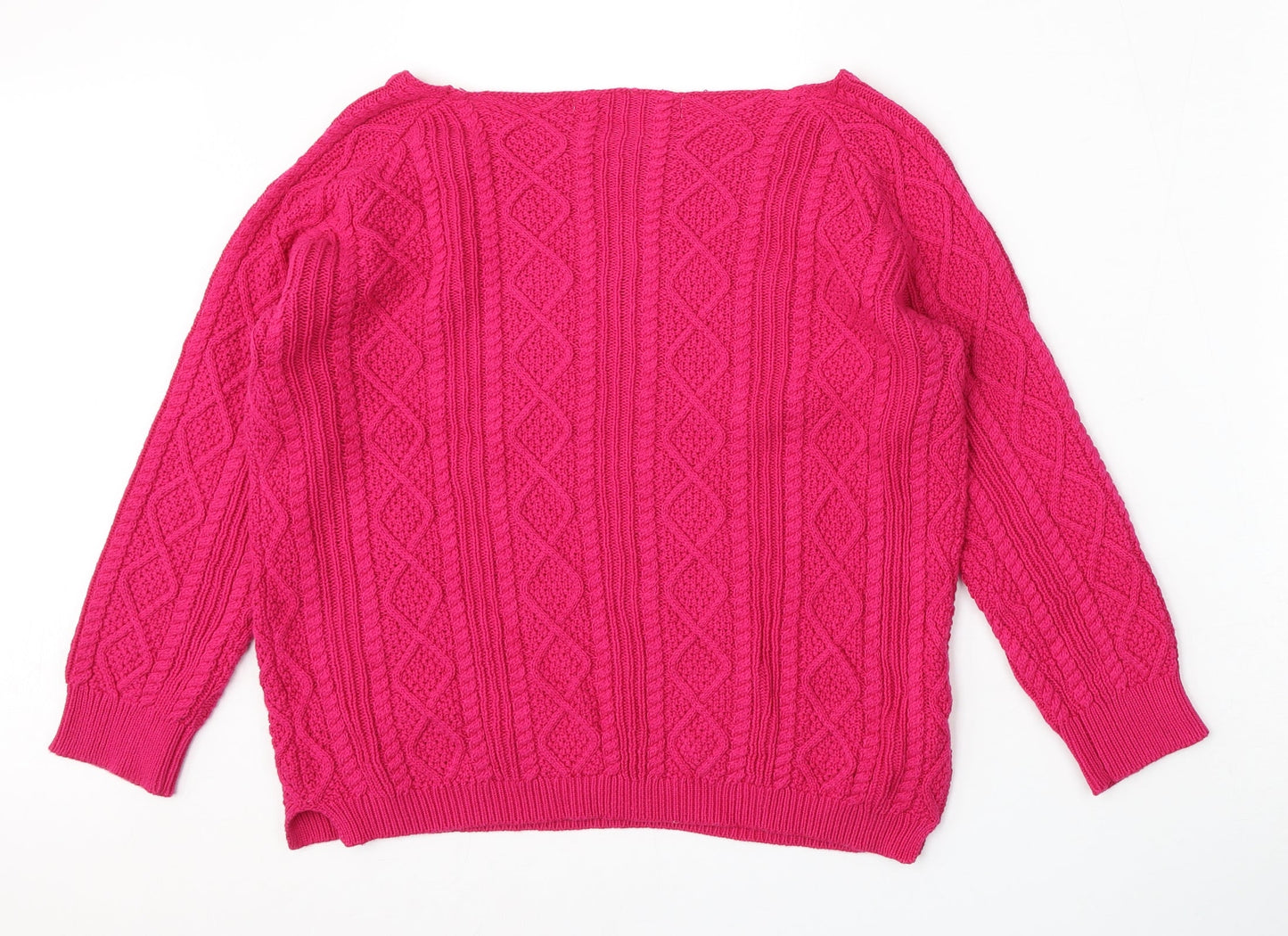 Tru Collection Womens Pink Boat Neck  Cotton Pullover Jumper Size M