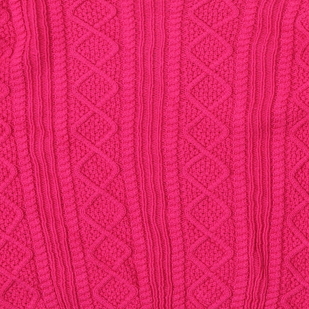 Tru Collection Womens Pink Boat Neck  Cotton Pullover Jumper Size M