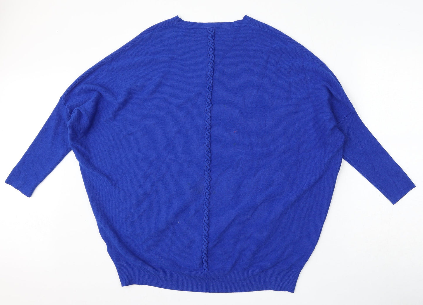Preworn Womens Blue Round Neck  Viscose Pullover Jumper Size 16