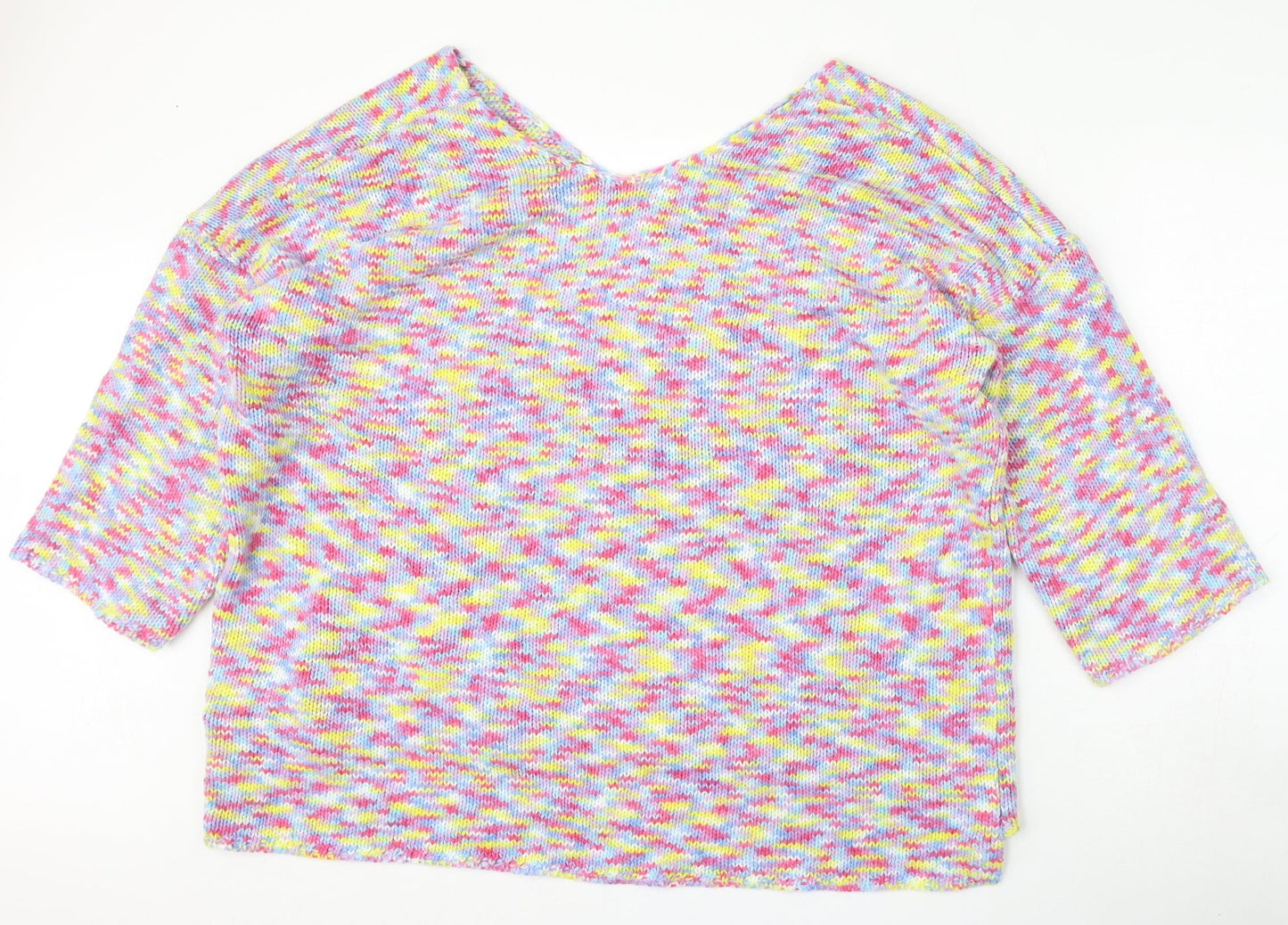 Preworn Womens Multicoloured V-Neck  Polyester Pullover Jumper Size 16