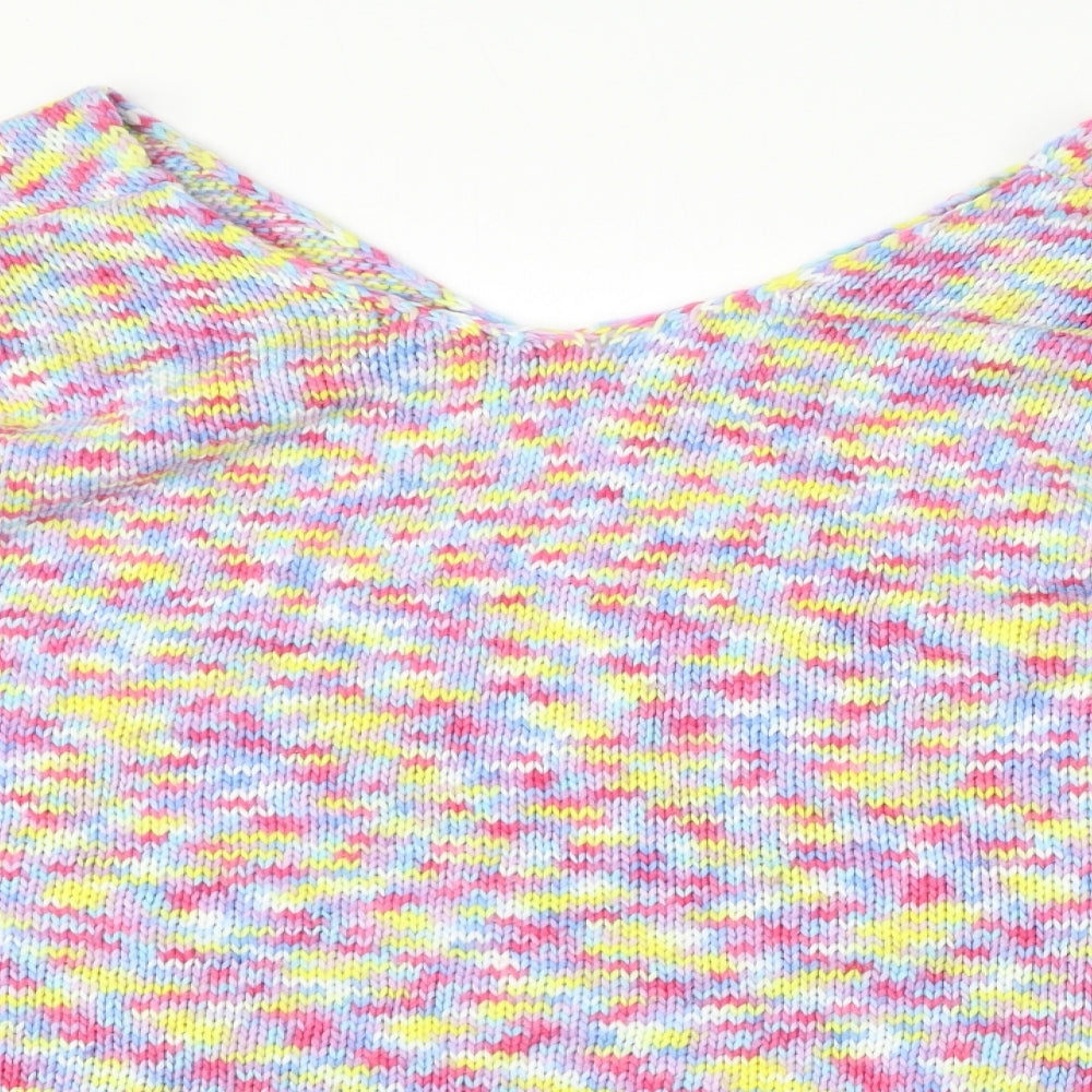 Preworn Womens Multicoloured V-Neck  Polyester Pullover Jumper Size 16