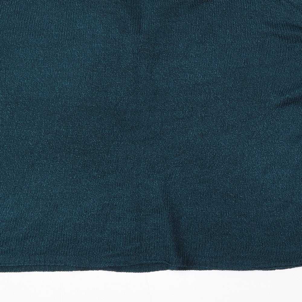 BM Collection Womens Blue V-Neck  Polyester Pullover Jumper Size 14