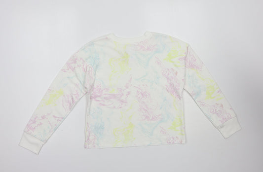 Gap Girls White Geometric Cotton Pullover Sweatshirt Size 10-11 Years  Pullover