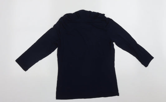 David Lawrence Womens Blue  Polyester Basic Blouse Size S Scoop Neck