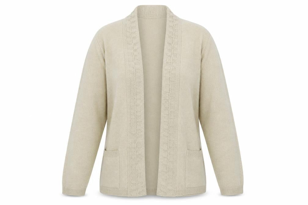 ME Womens Beige V-Neck  Acrylic Cardigan Jumper Size L