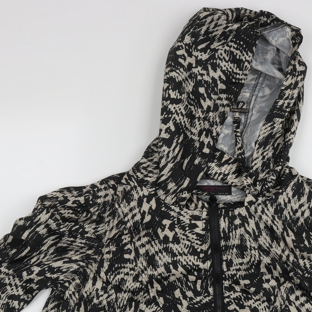 New Look Womens Multicoloured Geometric  Rain Coat Coat Size 12  Zip