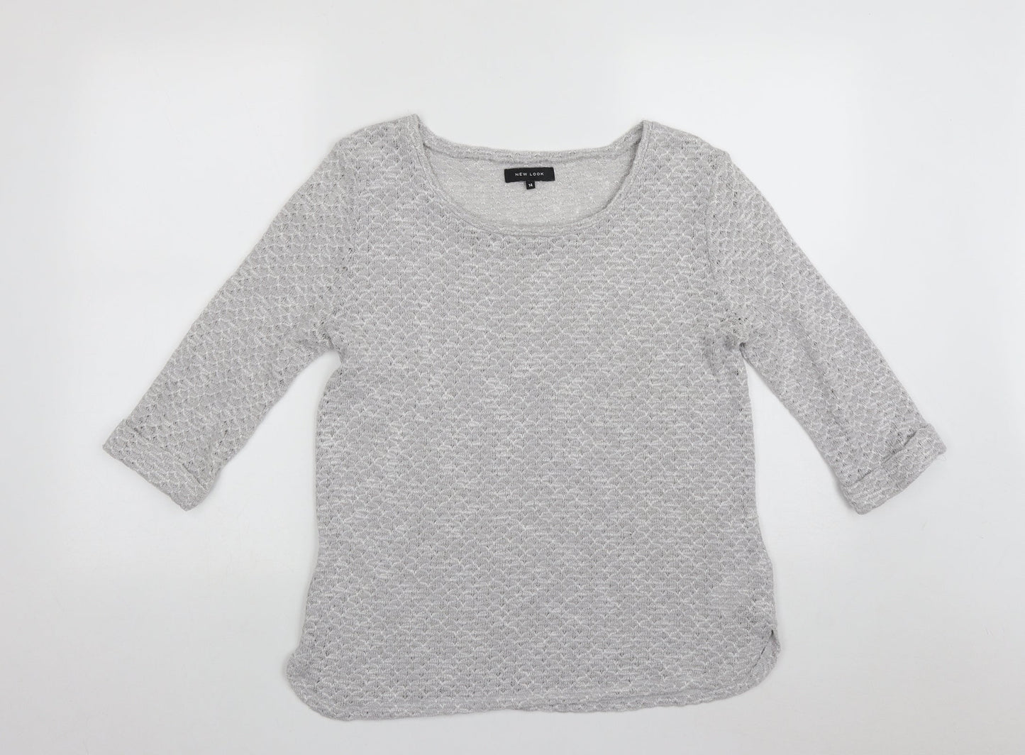 New Look Womens Grey Scoop Neck  Polyester Pullover Jumper Size 14