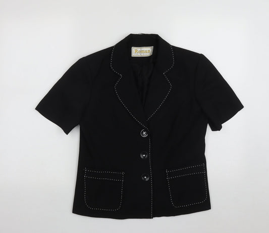 Roman  Womens Black   Jacket  Size 10  Button