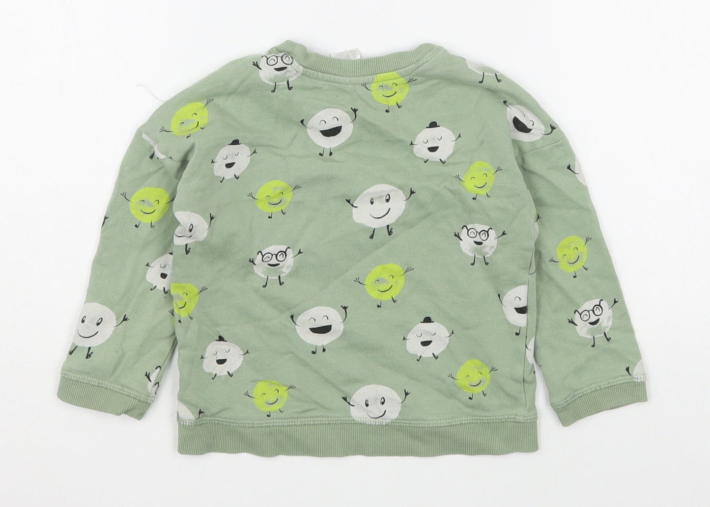 H&M Boys Green Geometric Cotton Pullover Sweatshirt Size 2 Years  Pullover