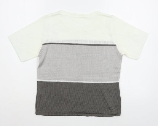 Preworn Womens Grey  Viscose Basic T-Shirt Size S Boat Neck