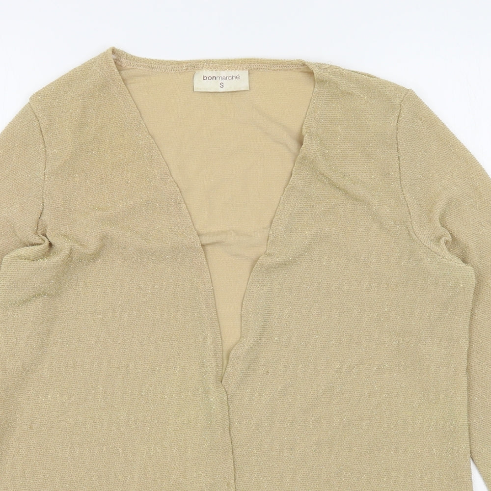 Bonmarché Womens Beige V-Neck  Nylon Cardigan Jumper Size S