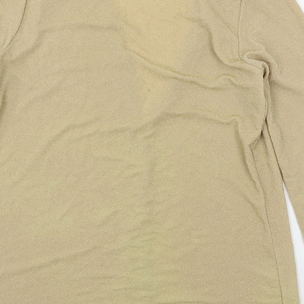 Bonmarché Womens Beige V-Neck  Nylon Cardigan Jumper Size S