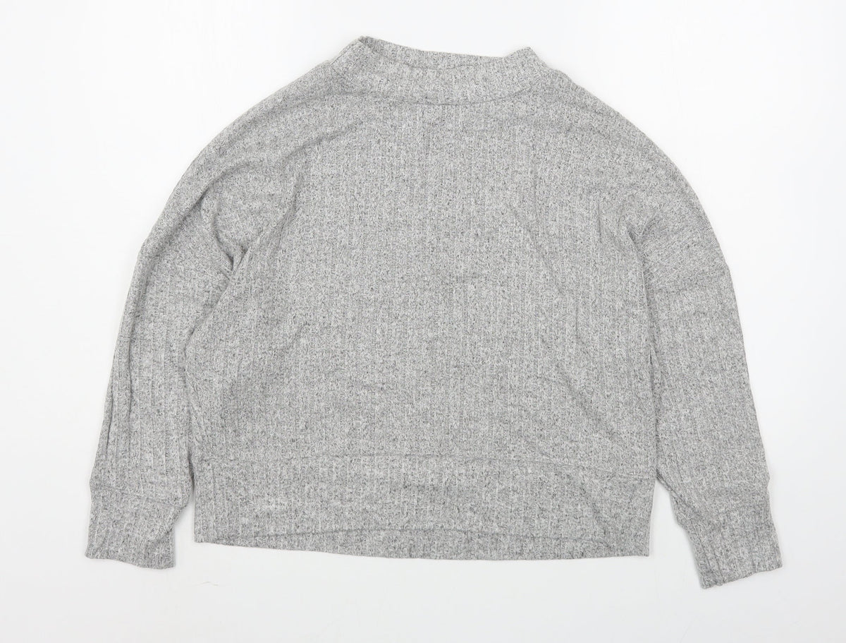 Marks and Spencer Womens Grey High Neck  Viscose Pullover Jumper Size 8
