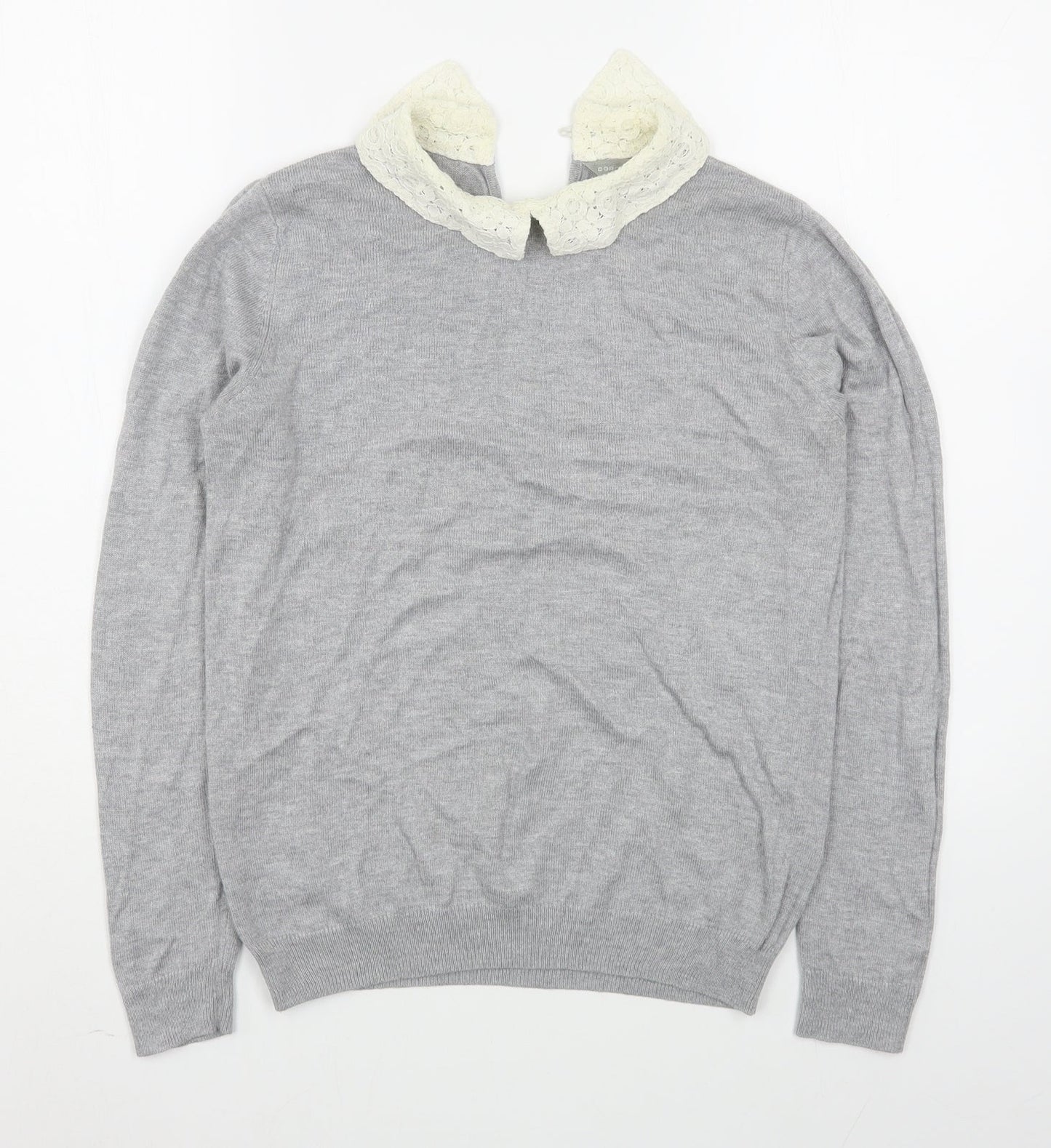 Dorothy Perkins Womens Grey Collared  Viscose Pullover Jumper Size 10