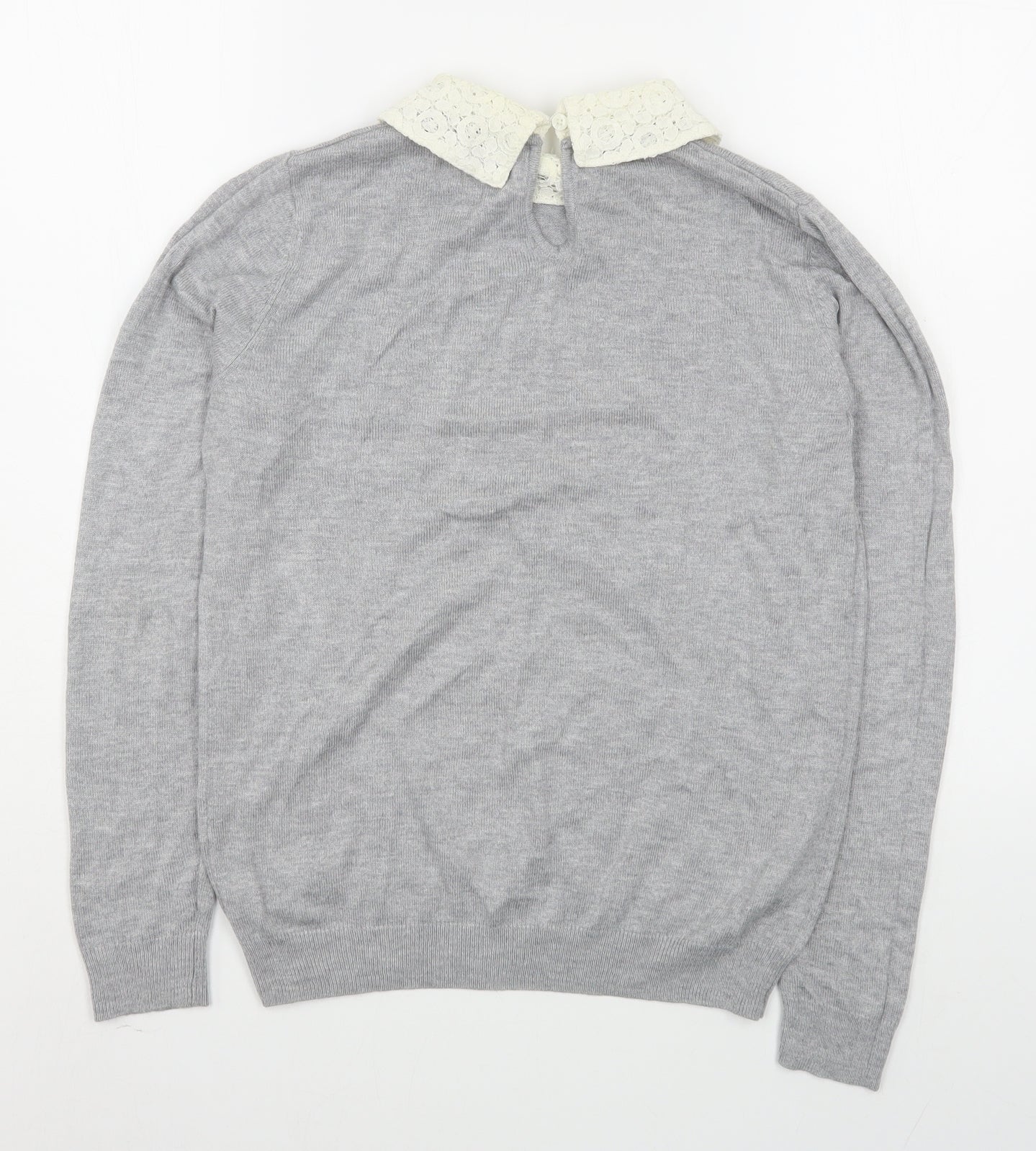 Dorothy Perkins Womens Grey Collared  Viscose Pullover Jumper Size 10