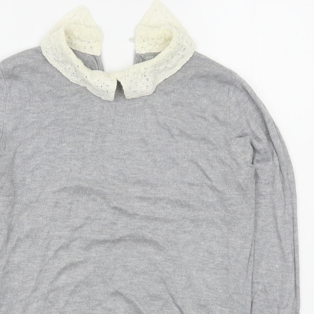 Dorothy Perkins Womens Grey Collared  Viscose Pullover Jumper Size 10