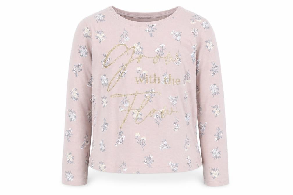 Primark  Girls Pink Floral Cotton Basic Casual Size 6-7 Years Round Neck