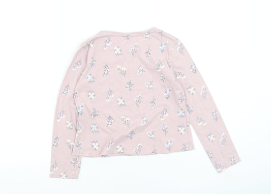 Primark  Girls Pink Floral Cotton Basic Casual Size 6-7 Years Round Neck