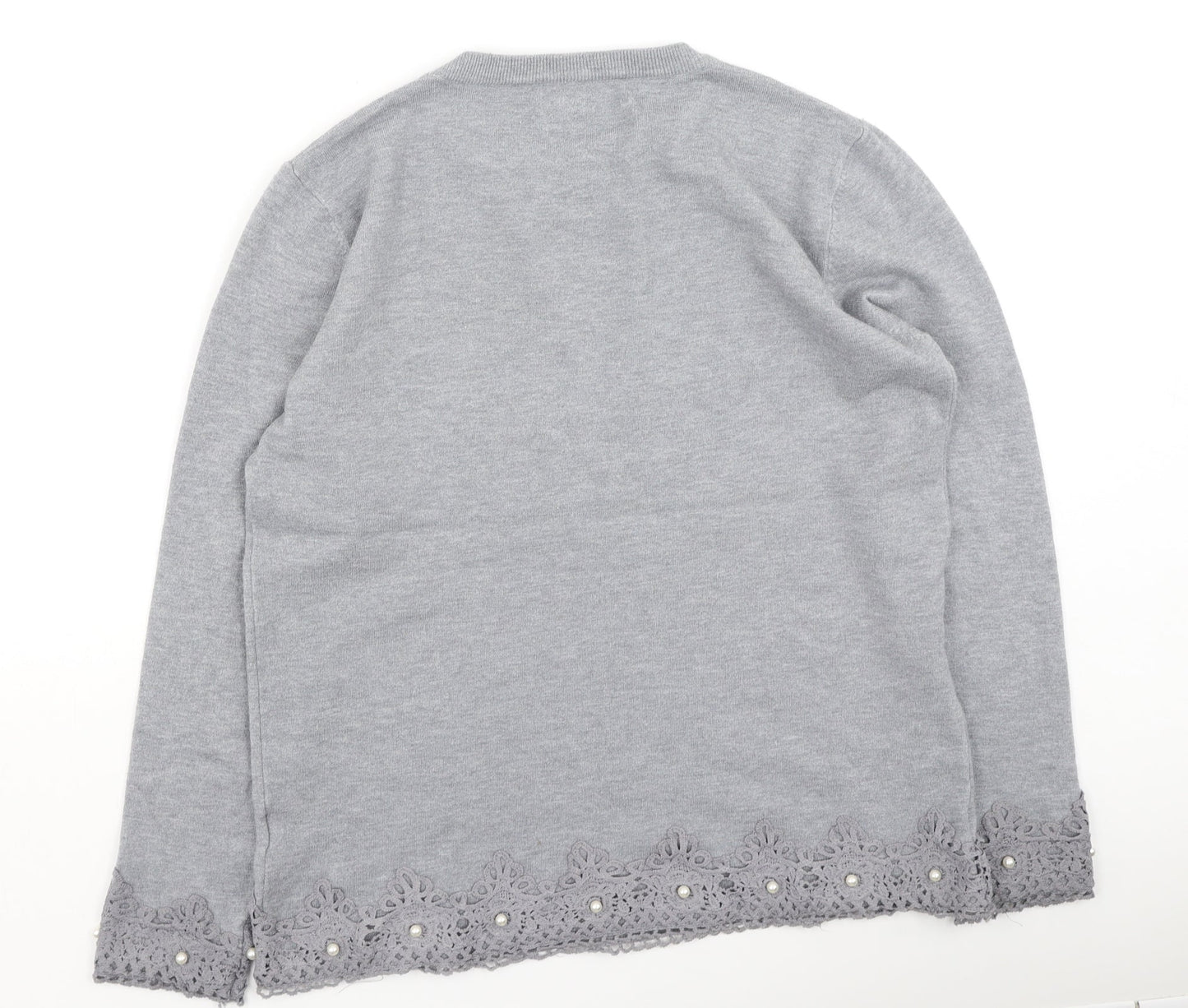 melody Womens Grey  Cotton Pullover Sweatshirt Size S