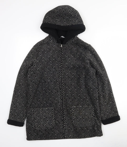 Bonmarché Womens Black Geometric  Jacket  Size S  Zip