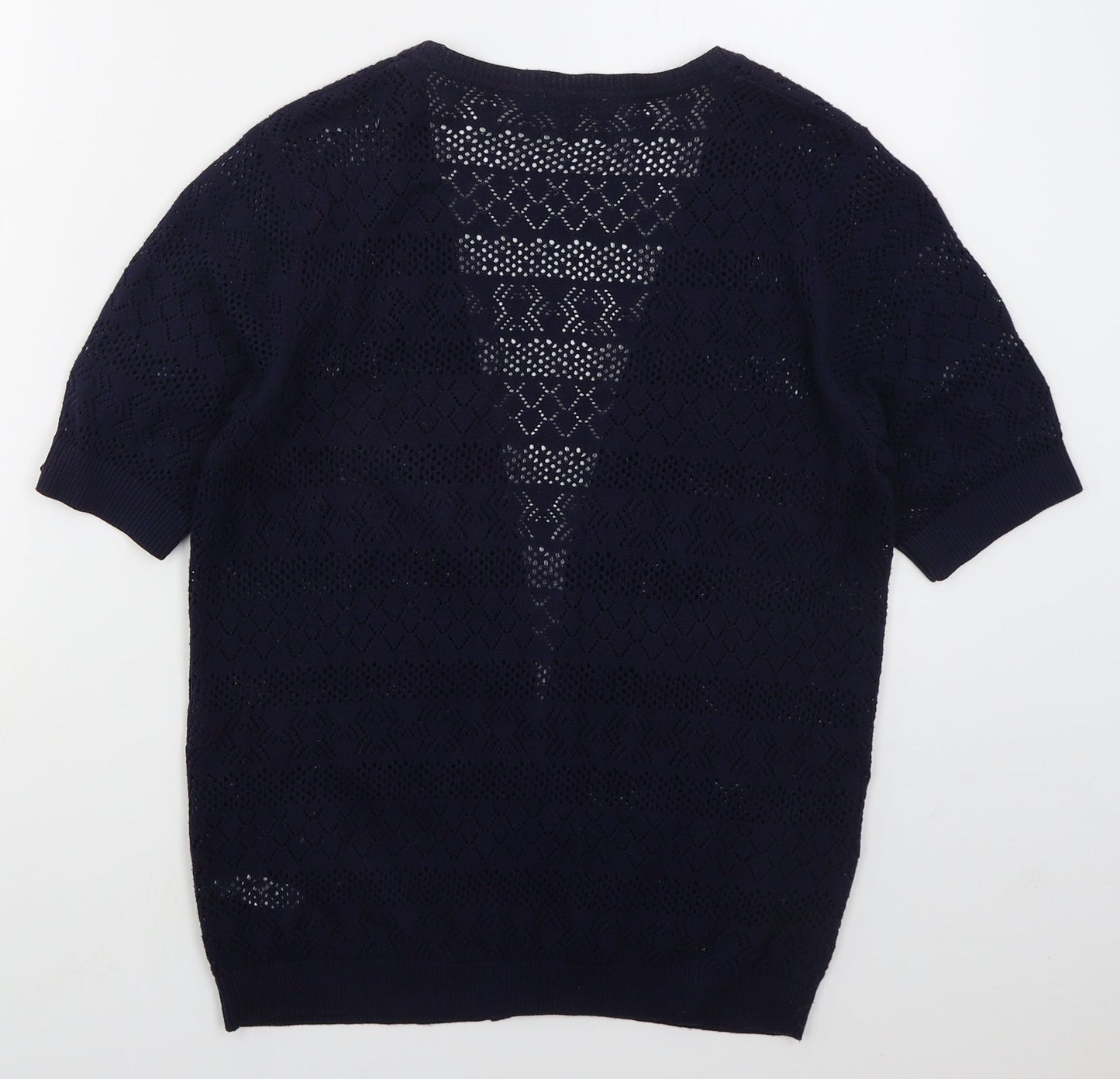 BHS Womens Blue V-Neck  Cotton Cardigan Jumper Size 10