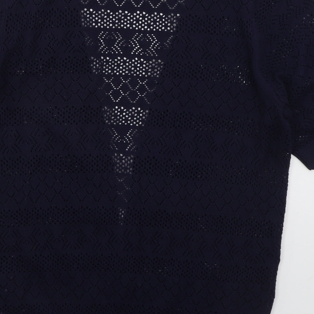 BHS Womens Blue V-Neck  Cotton Cardigan Jumper Size 10