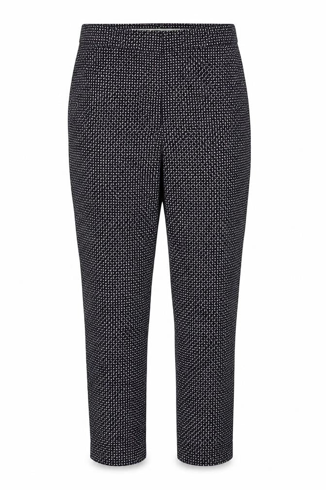 H&M Womens Blue Geometric Cotton Trousers  Size 10 L25 in Regular Zip