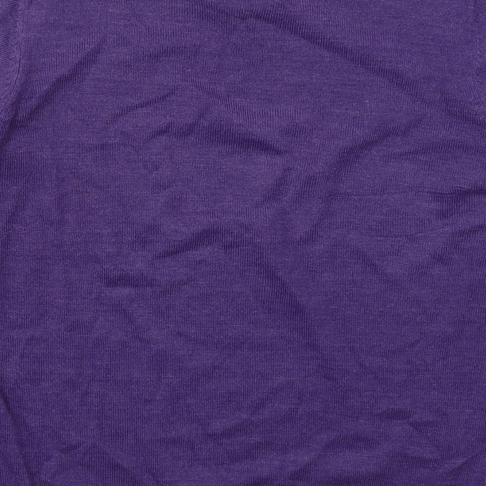 EWM Womens Purple Mock Neck  Acrylic Pullover Jumper Size 10