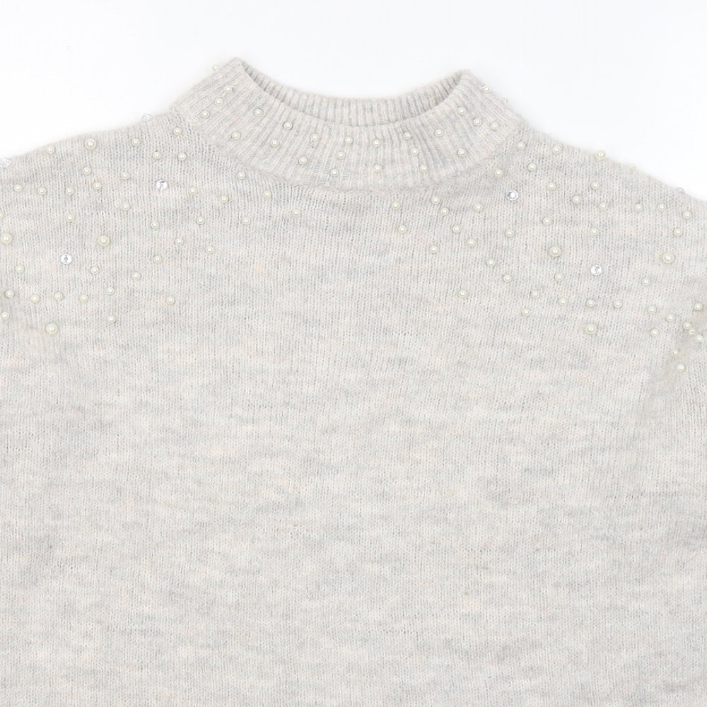 NEXT Womens Grey Round Neck  Acrylic Pullover Jumper Size 10