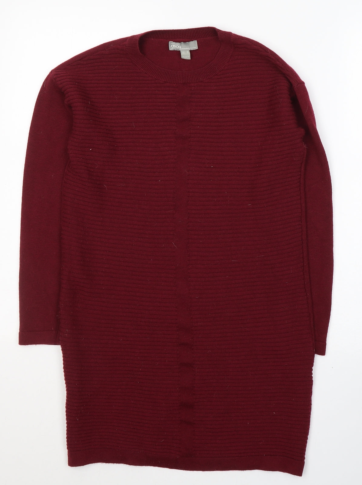 ASOS Womens Red Round Neck  Acrylic Tunic Jumper Size 4