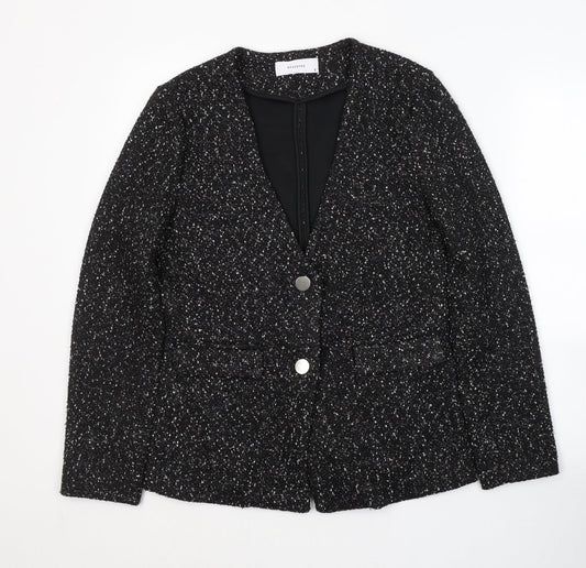 RESEVERED Womens Black Spotted Viscose Jacket Blazer Size S