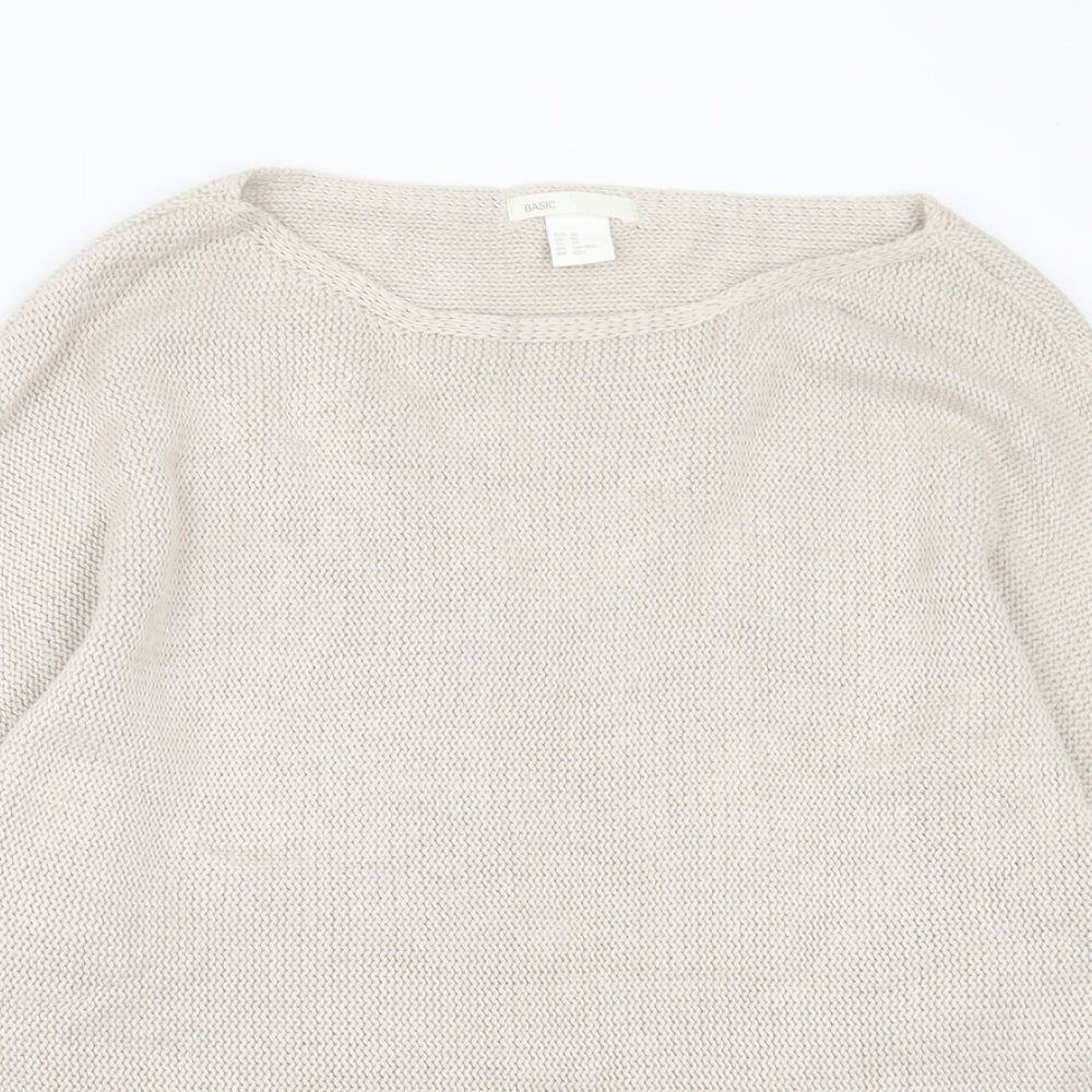H&M Womens Beige Boat Neck  Acrylic Pullover Jumper Size XS