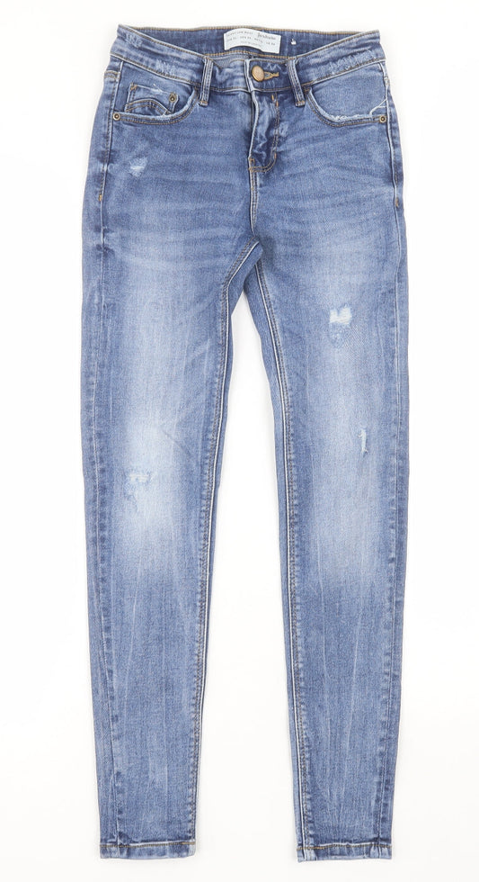 Stradivarius Womens Blue  Cotton Skinny Jeans Size 6 L27 in Regular Button