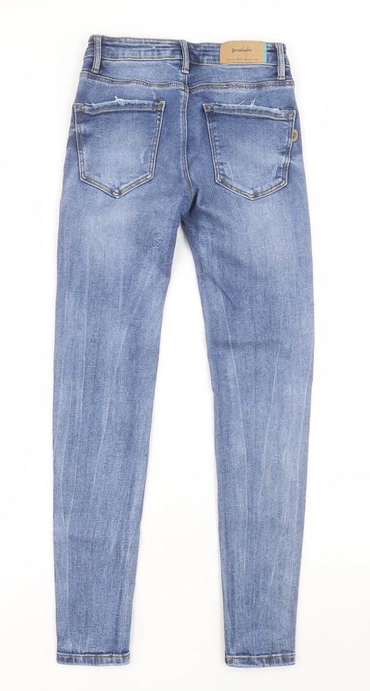 Stradivarius Womens Blue  Cotton Skinny Jeans Size 6 L27 in Regular Button