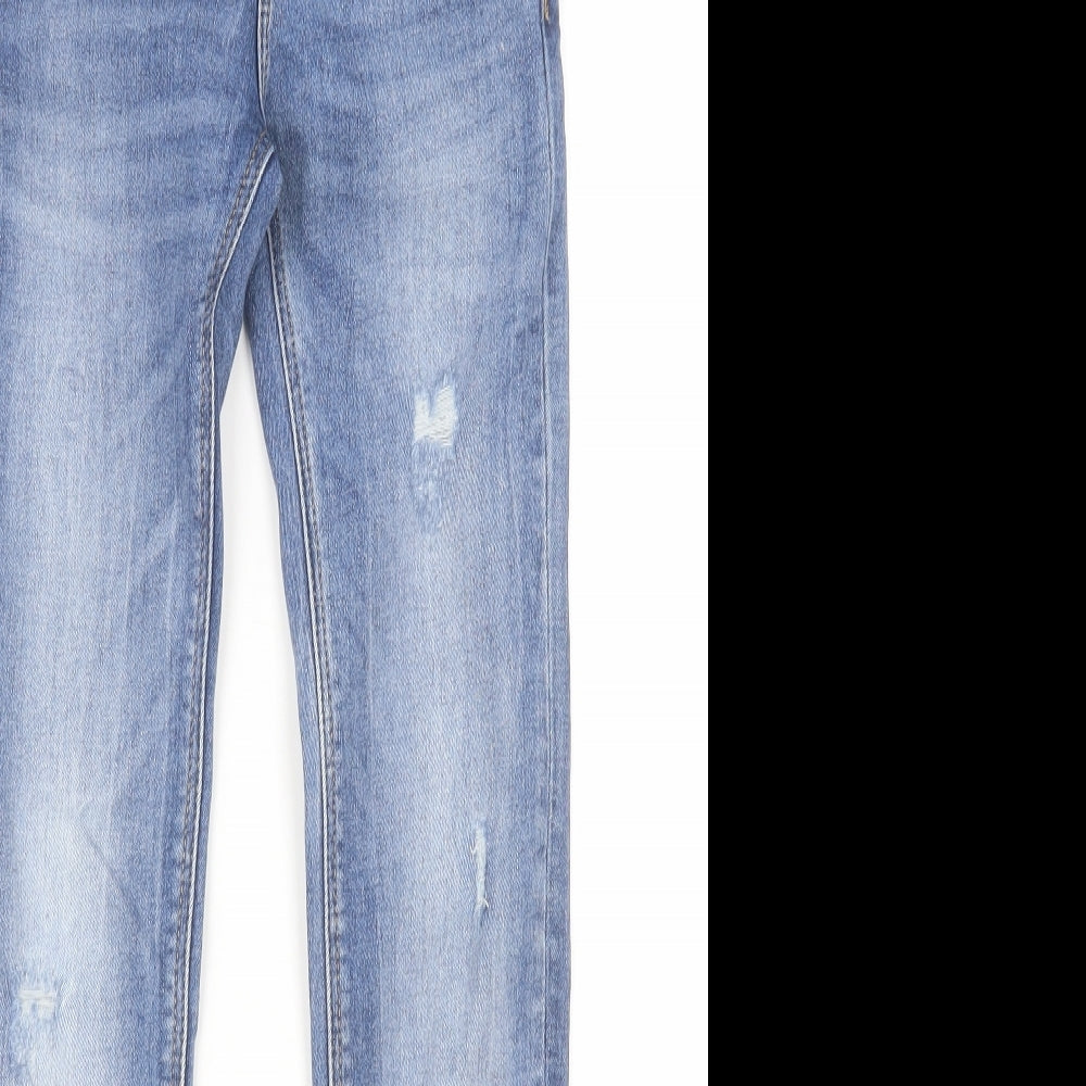 Stradivarius Womens Blue  Cotton Skinny Jeans Size 6 L27 in Regular Button
