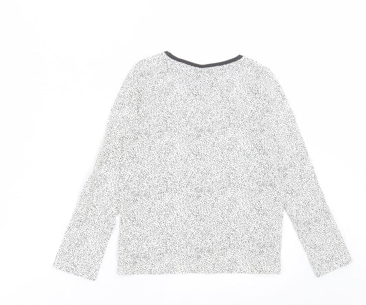 NEXT Girls White Geometric Cotton Basic Casual Size 5-6 Years Crew Neck Pullover
