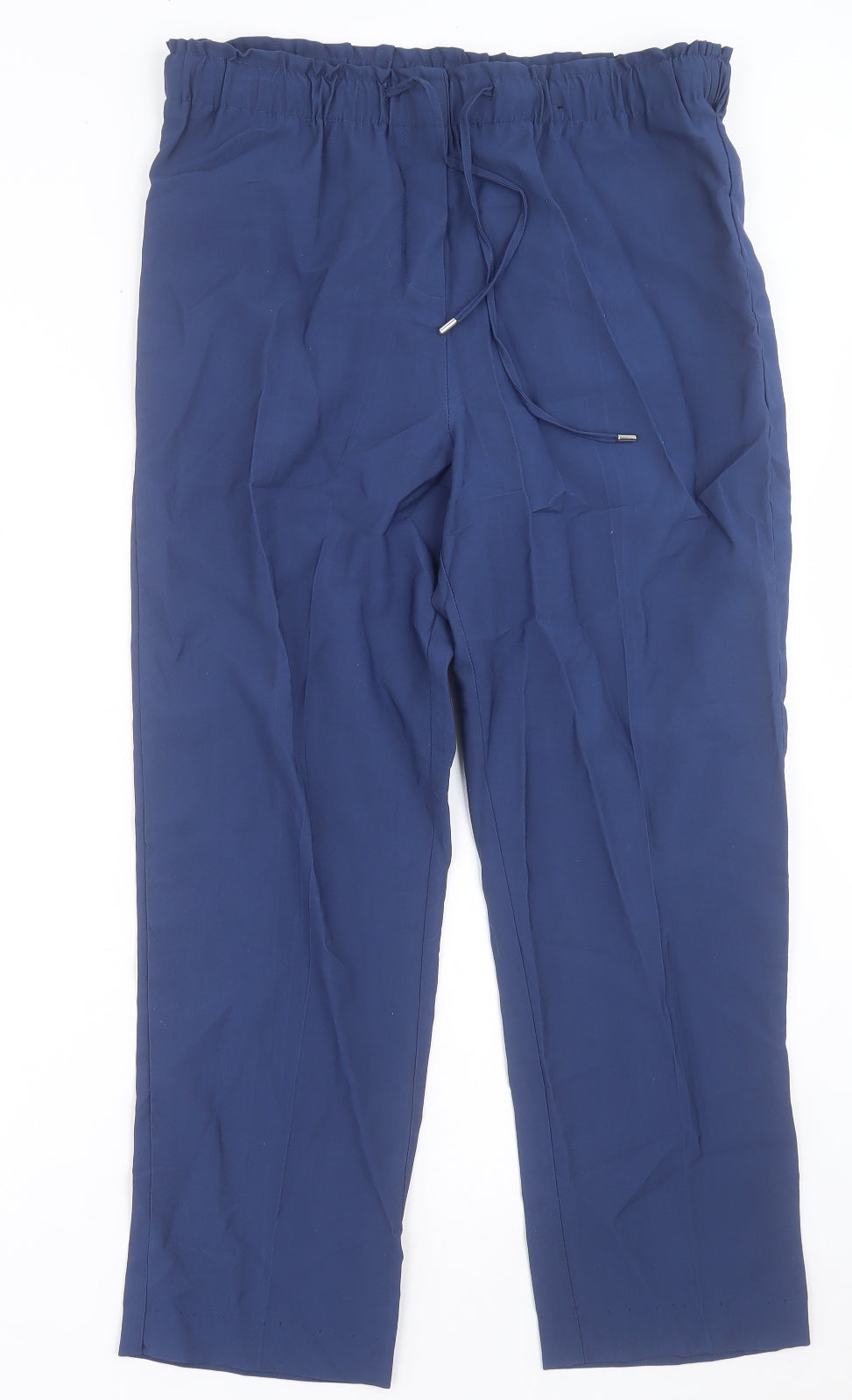 Dunnes Stores Womens Blue  Polyester Trousers  Size 14 L27 in Regular Tie
