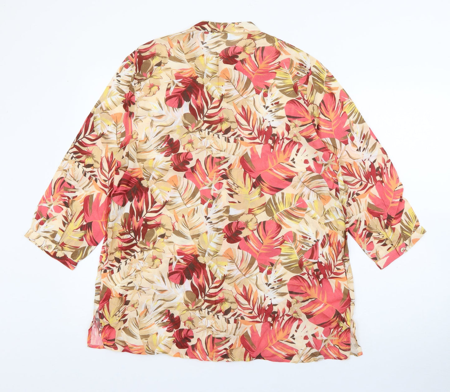 cotswold collection Womens Beige Floral Viscose Basic Blouse Size 12 Crew Neck
